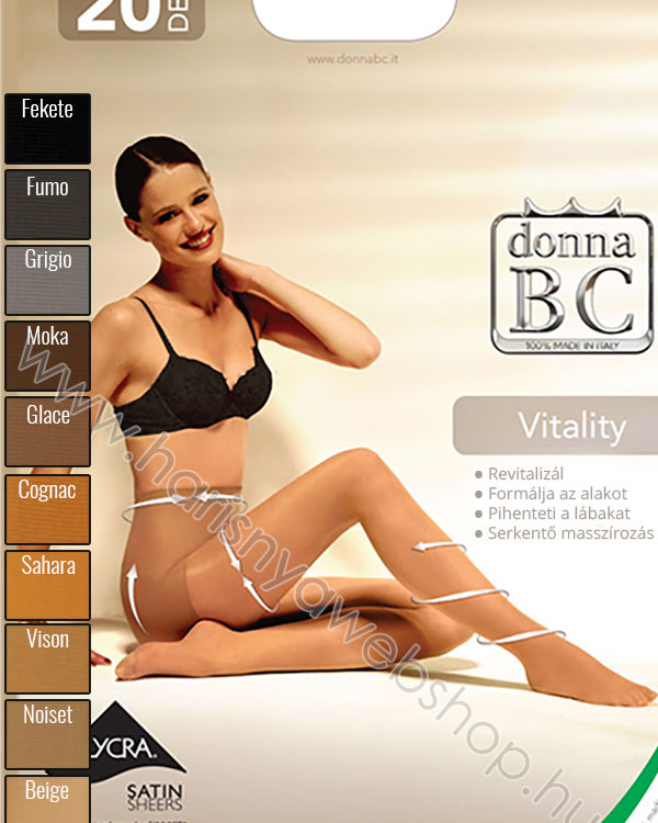 kompressziós harisnya enyhe 5-7mmHg alakformáló funkcióval, 20 DEN donna BC. VITALITY20 méret: 5/XL - termékkép