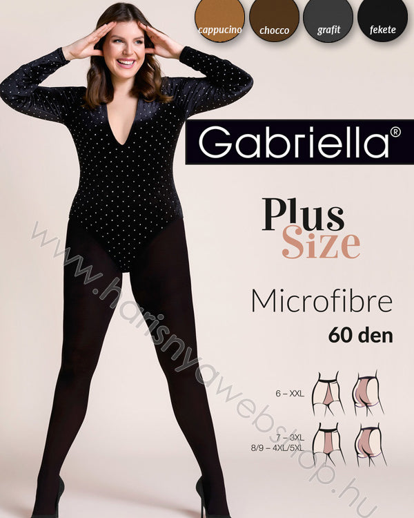 nem átlátszó harisnyanadrág mikroszálas molett, 60den Gabriella, MICROFIBRE méret: 8-9 / 4XL-5XL - termékkép