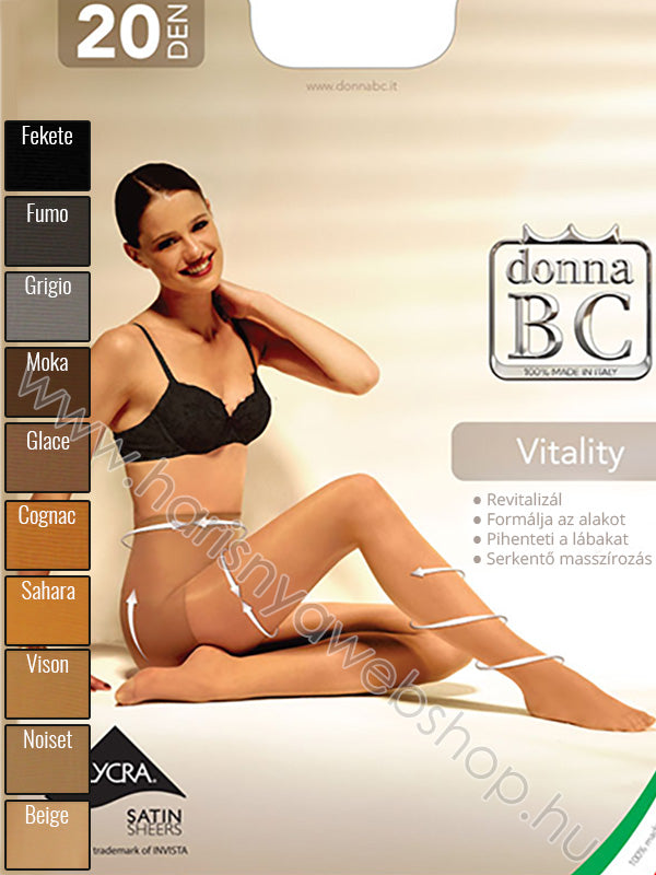 kompressziós harisnya enyhe 5-7mmHg alakformáló funkcióval, 20 DEN donna BC. VITALITY20 méret: 5/XL - termékkép